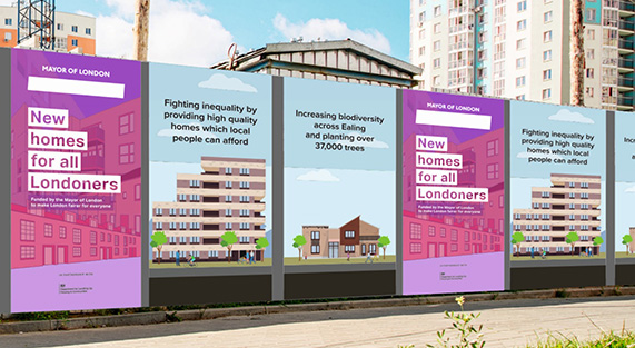 Hoarding boards, printed hoarding, construction site hoarding, chap hoarding, hoarding installation, hoarding contractor