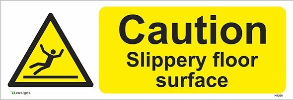 Caution slippery floor surface sign