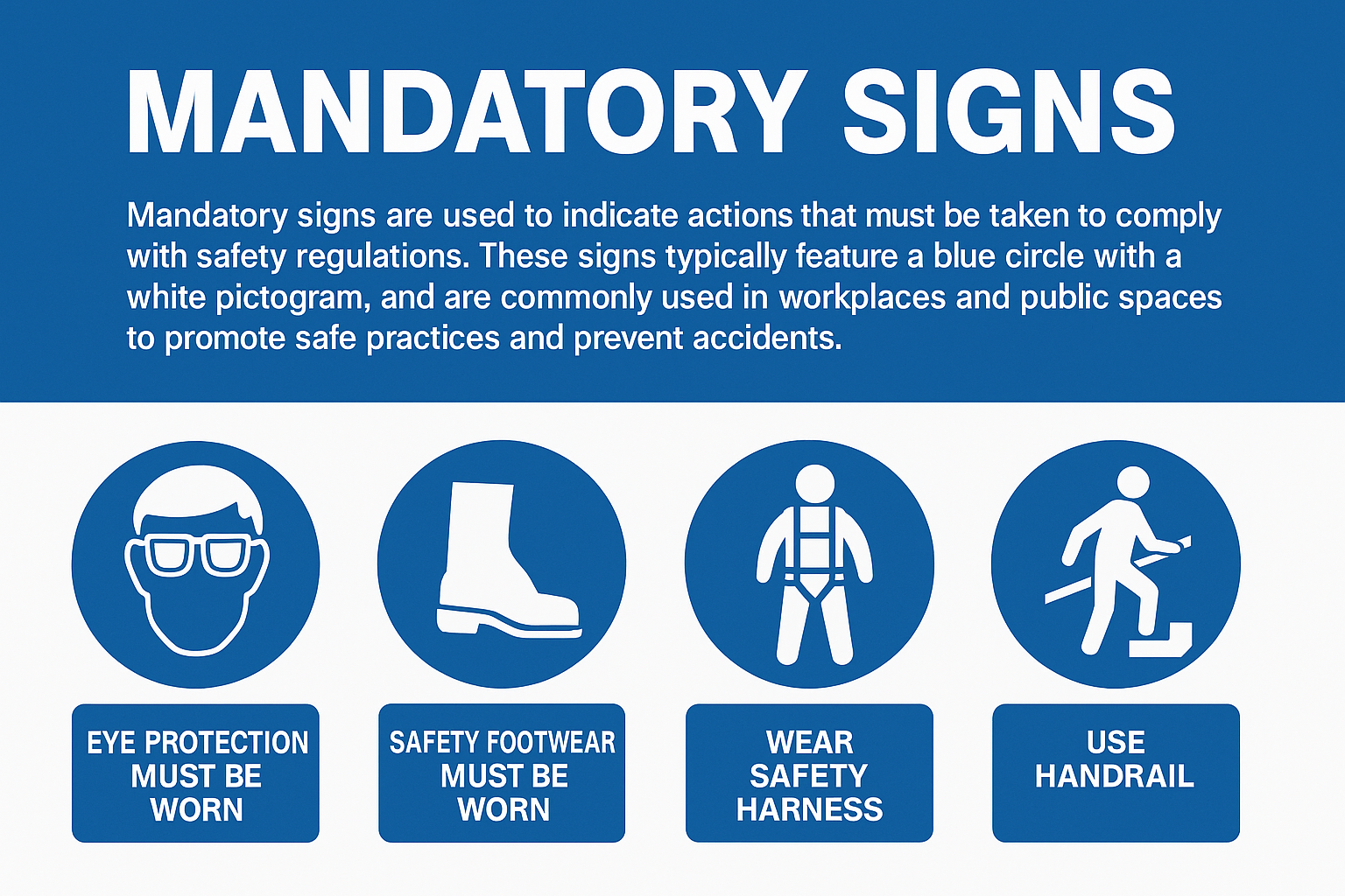 Mandatory Signs, Eye protection signs, head protection signs, ear protection signs, PPE signs