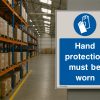 Warehouse mandatory signs, PPE signs, hand protection must be worn sign