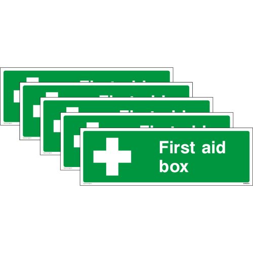5-Pack First Aid Box Sign - Landscape
