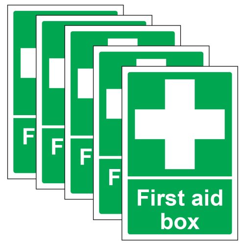 5-Pack First Aid Box Sign- Portrait