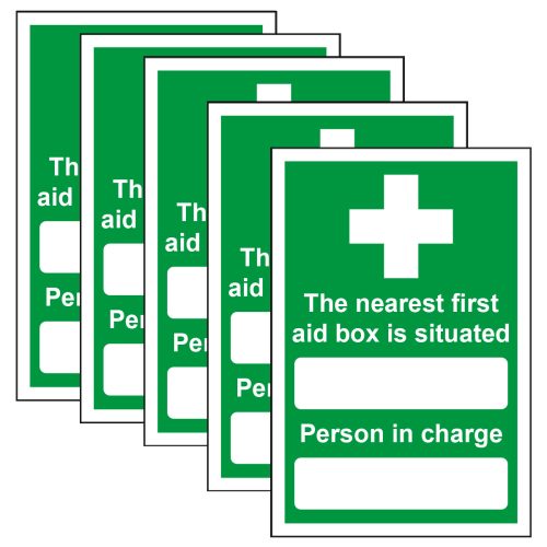 5-Pack The Nearest First Aid Box Is Situated Sign- Portrait