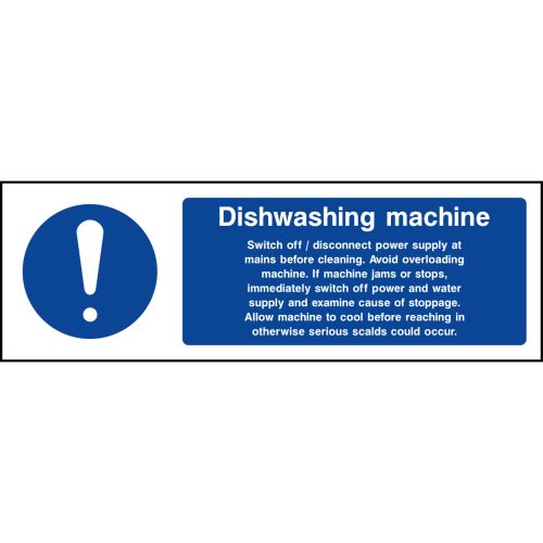 Dishwashing machine guide sign