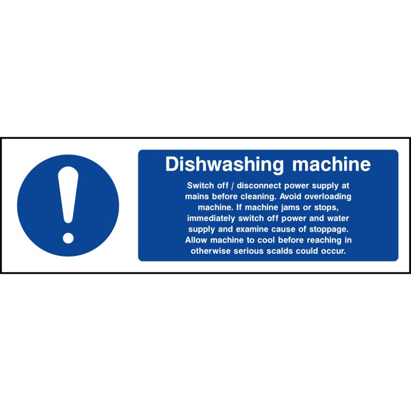 Dishwashing machine guide sign