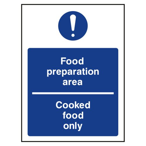 Food preparation area, cooked food only sign