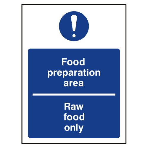 Food preparation area, cooked raw only sign