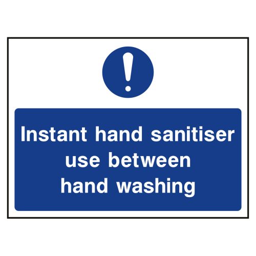 Instant hand sanitiser use between hand washing sign