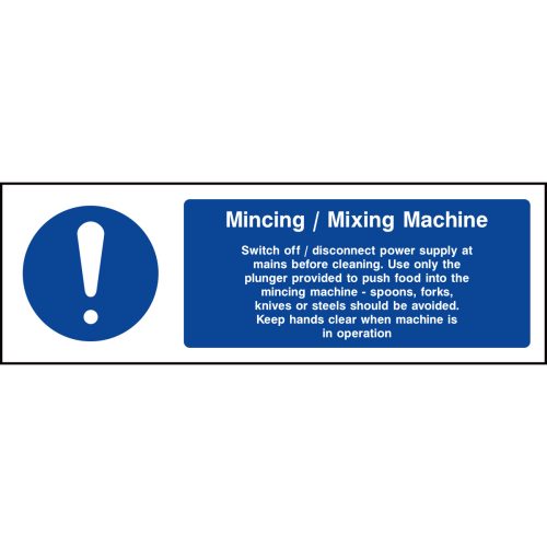 Mincing, mixing machine guide sign