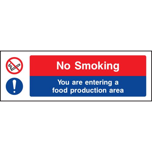 No smoking, food production area sign