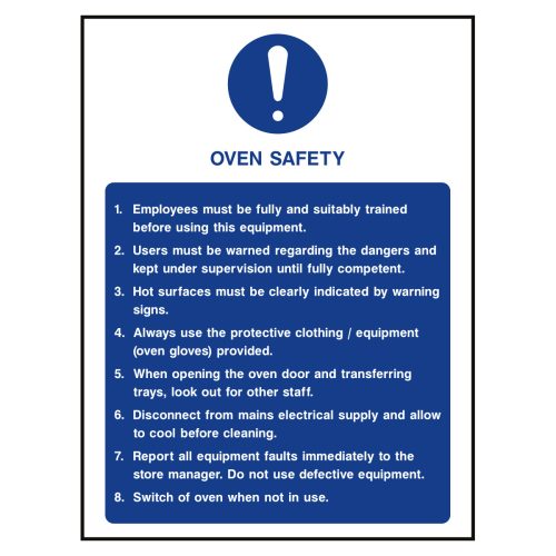 Oven safety guide sign