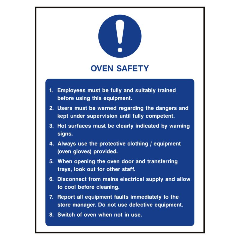 Oven safety guide sign