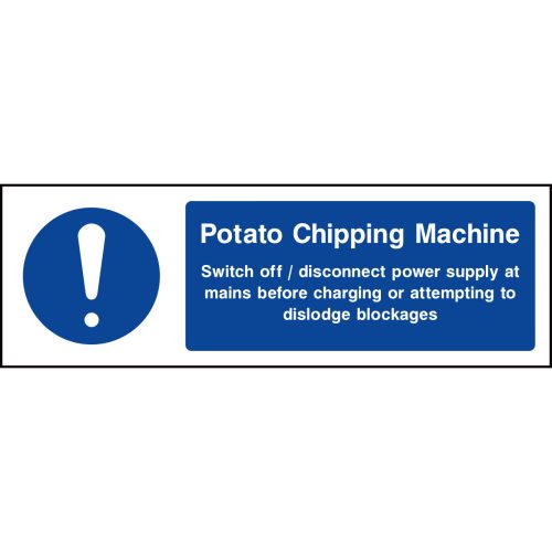 Potato chipping machine guide sign