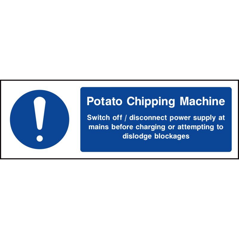 Potato chipping machine guide sign