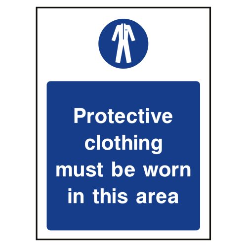 Protective clothing must be worn in this area sign