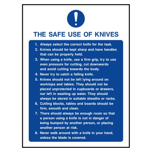 The safe use of knives sign