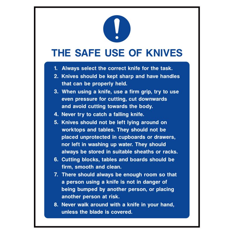 The safe use of knives sign