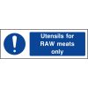 Utensils for raw meats only sign