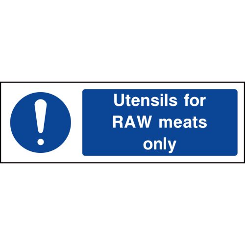 Utensils for raw meats only sign