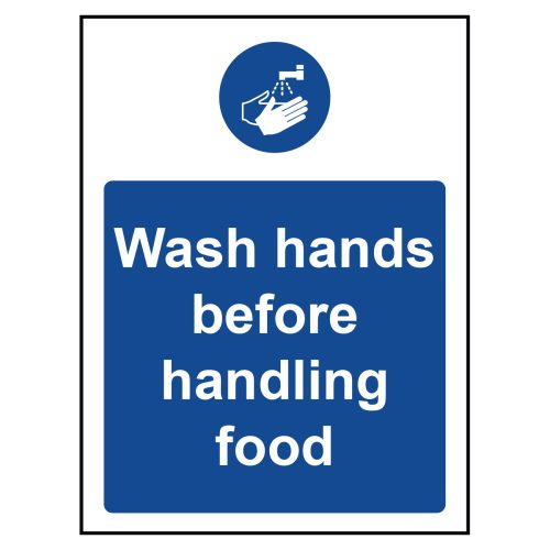 Wash hands before handling food sign
