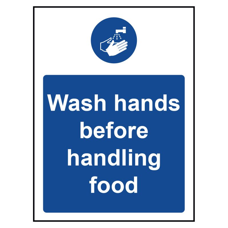 Wash hands before handling food sign