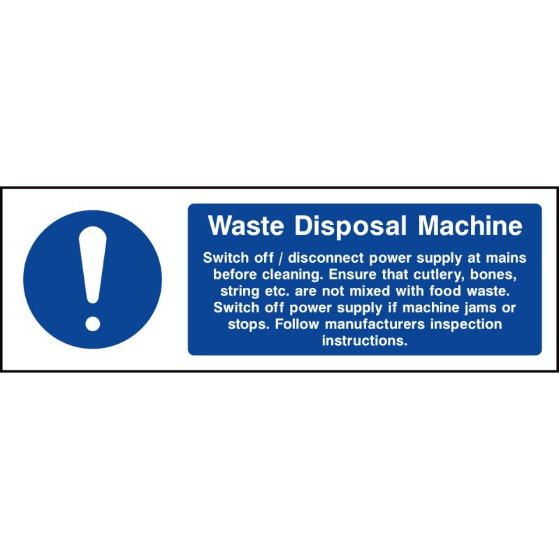 Waste disposal machine guide sign