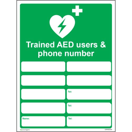 AED Trained AED Users Sign