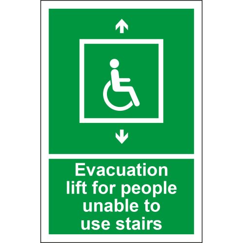Evacuation Lift for People Unable to Use Stairs Sign