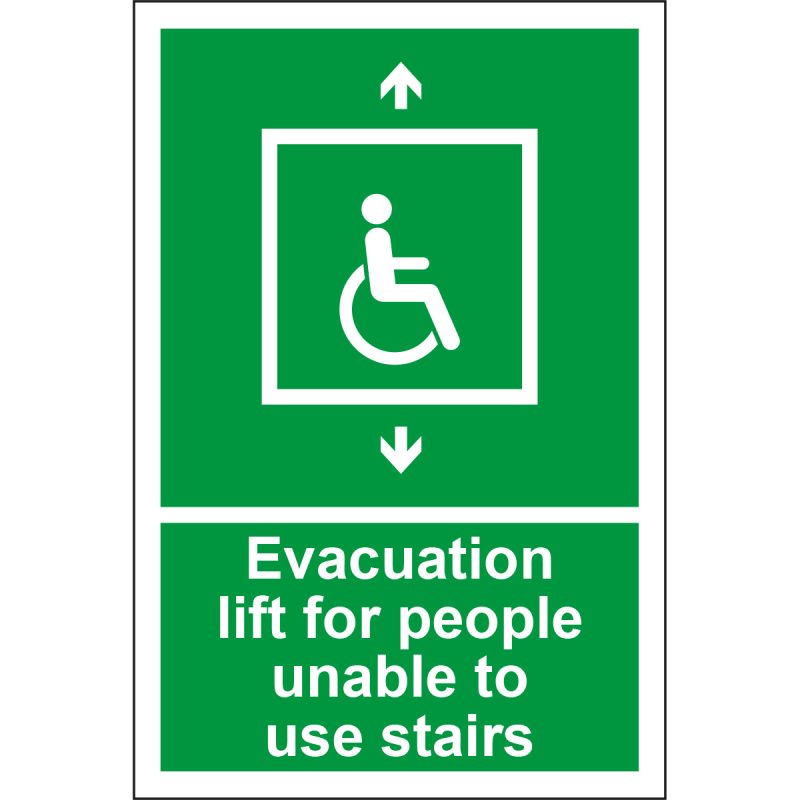 Evacuation Lift for People Unable to Use Stairs Sign