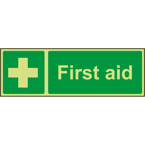 Glow In the Dark First Aid Sign - Landscape