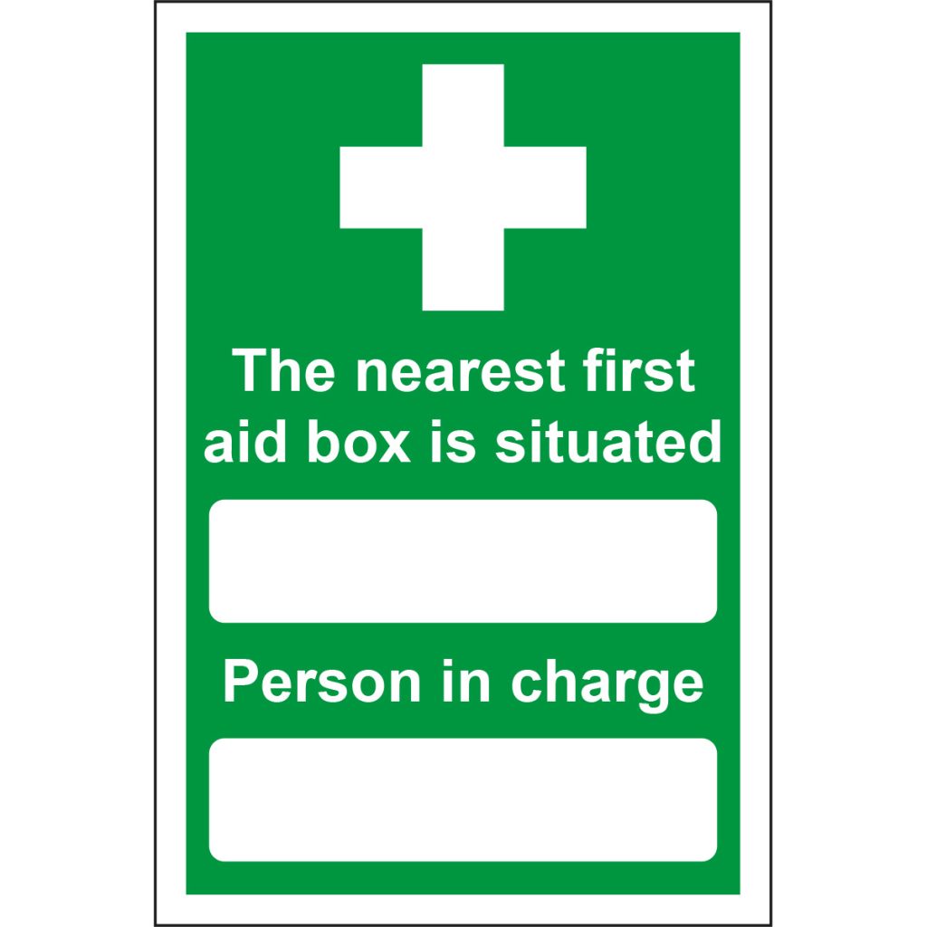 Nearest First Aid Box The Nearest First Aid Box Is Situated - Portrait | EU Signs