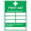 Your First Aiders Are - Your Nearest First Aid Box Sign