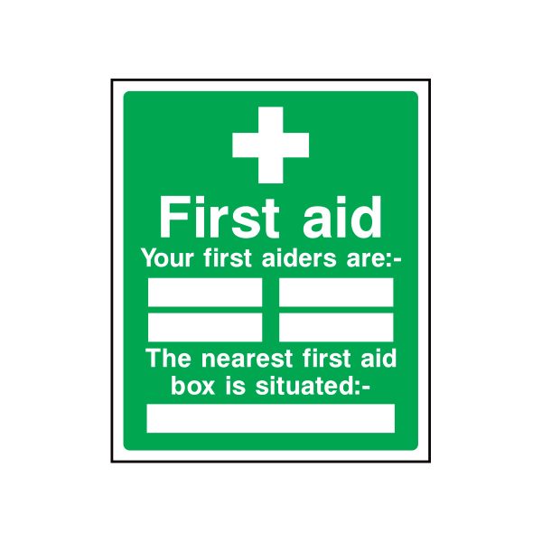Your First Aiders Are, The Nearest First Aid Box Is Situated Sign | EU ...
