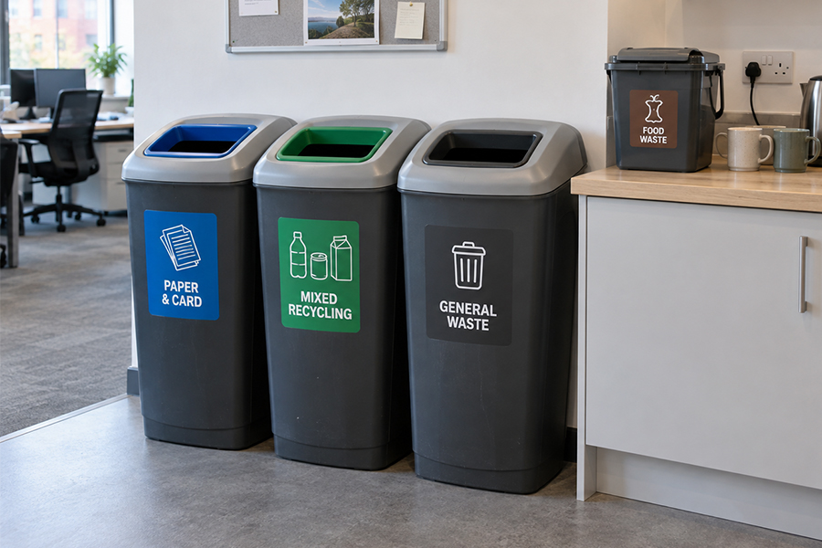 Workplace Recycling Rules in England 2027, Recycling Bin Labels